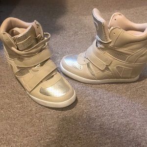 Worn Once Gold Metallic Wedge Sneakers